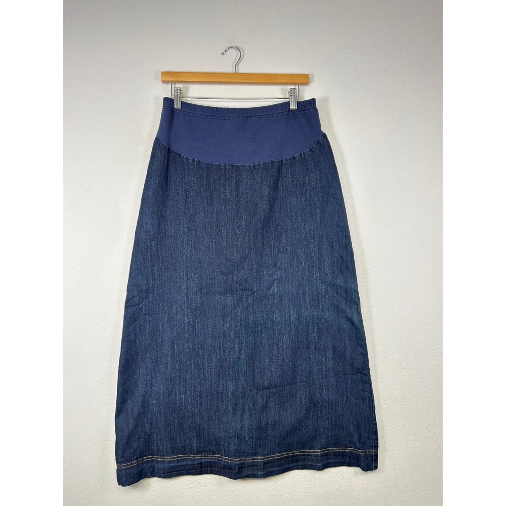 Modest Indie New Creation Women S Blue Denim Maternity Maxi Skirt Elastic Waist